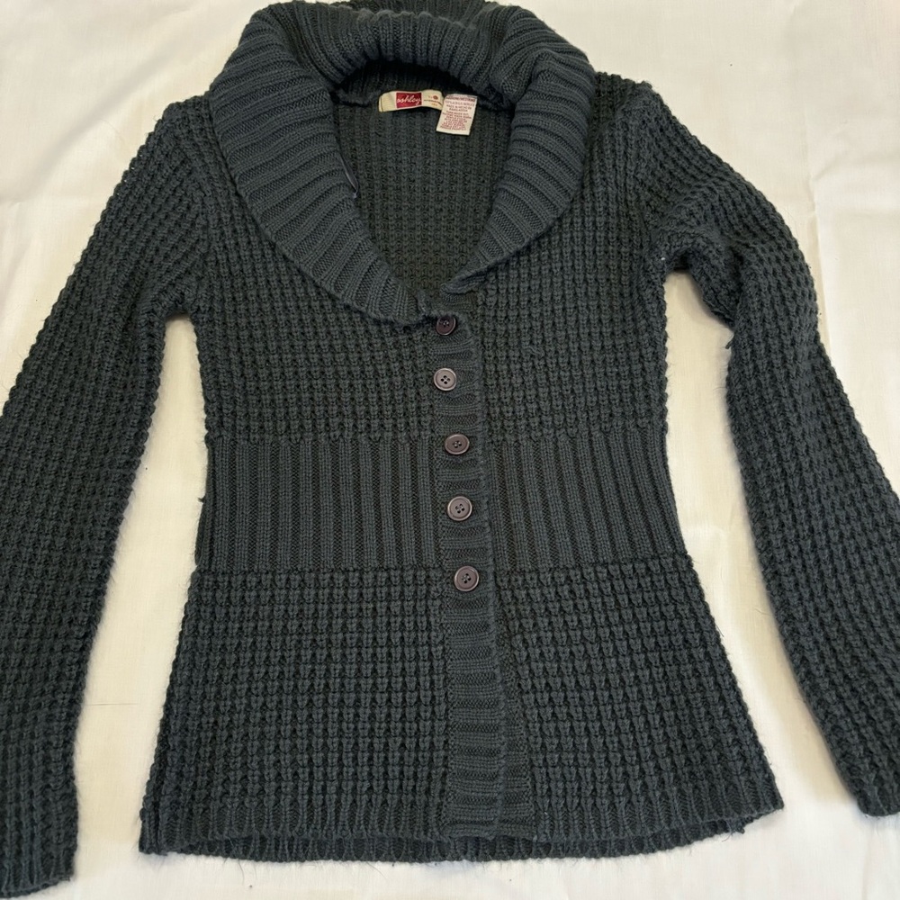 Charcoal gray cable net cardigan sweater by Ashley 26 international